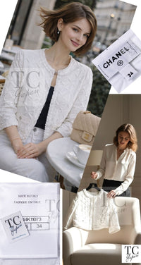 CHANEL 24PS White Cotton CC Logo Knit Cardigan 34 シャネル ホワイト コットン ココマーク CC ロゴ ニット カーディガン 即発