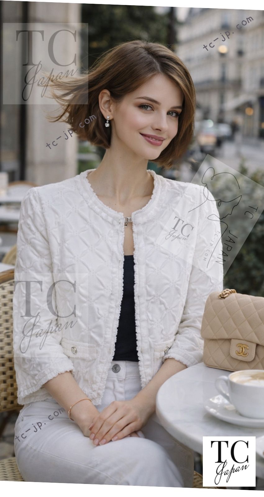 CHANEL 24PS White Cotton CC Logo Knit Cardigan 34 シャネル ホワイト コットン ココマーク CC ロゴ ニット カーディガン 即発