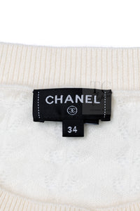 CHANEL 24PA Off White CC Logo Button Cashmere Knit Cardigan 36 38 シャネル オフホワイト ココボタン カシミヤ ニット カーディガン 即発