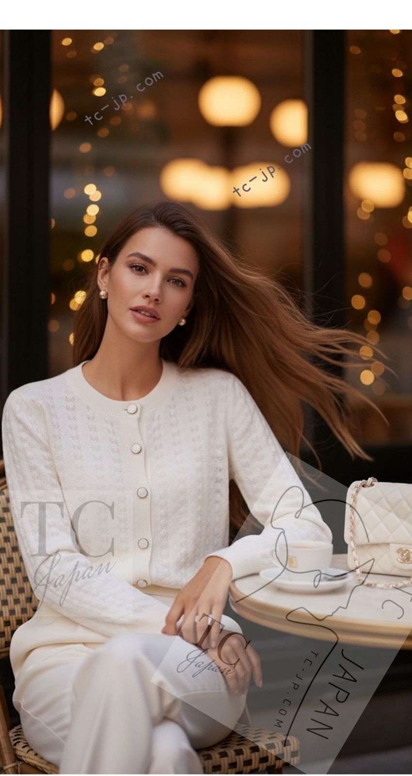 CHANEL 24PA Off White CC Logo Button Cashmere Knit Cardigan 36 38 シャネル オフホワイト ココボタン カシミヤ ニット カーディガン 即発