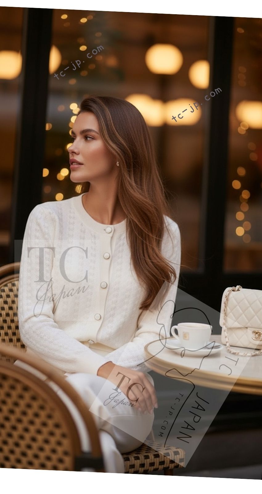 CHANEL 24PA Off White CC Logo Button Cashmere Knit Cardigan 36 38 シャネル オフホワイト ココボタン カシミヤ ニット カーディガン 即発