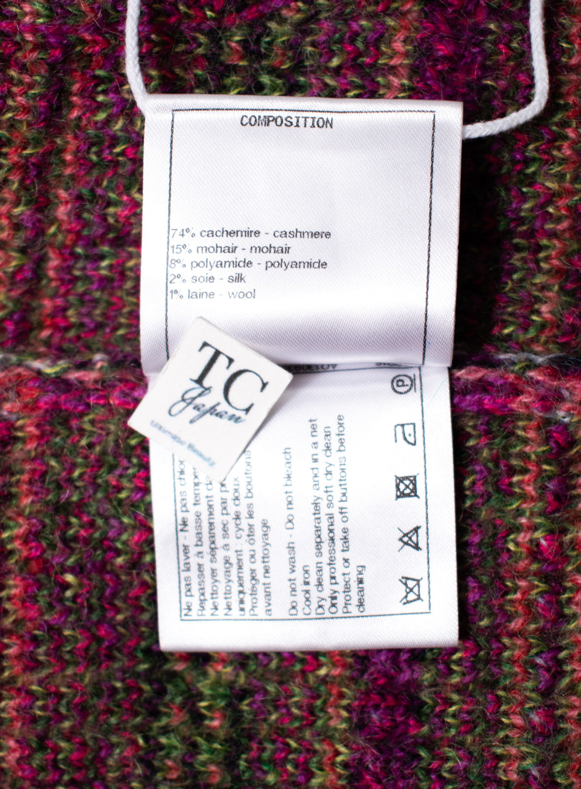 CHANEL 18PA Pink Cashmere Mohair Knit Cardigan 34 シャネル ピンク パープル カシミヤ モヘア ニット カーディガン 即発