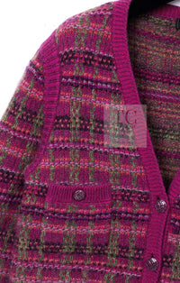 CHANEL 18PA Pink Cashmere Mohair Knit Cardigan 34 シャネル ピンク パープル カシミヤ モヘア ニット カーディガン 即発