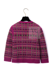 CHANEL 18PA Pink Cashmere Mohair Knit Cardigan 34 シャネル ピンク パープル カシミヤ モヘア ニット カーディガン 即発