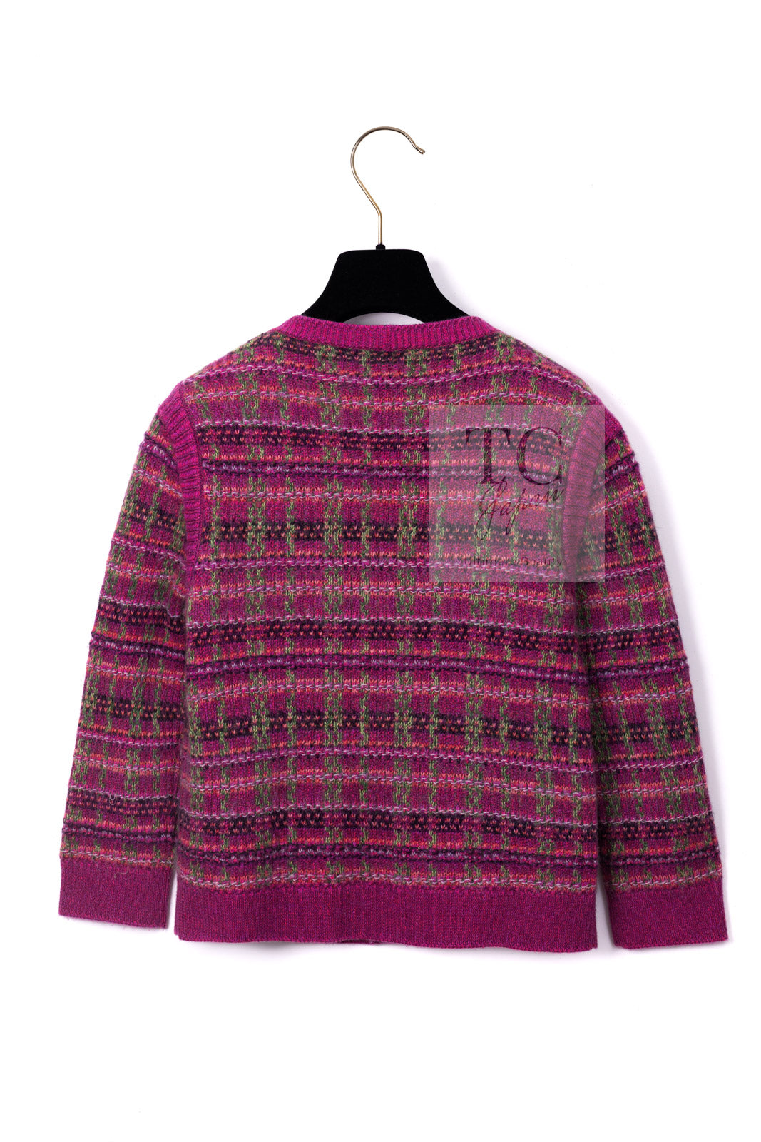 CHANEL 18PA Pink Cashmere Mohair Knit Cardigan 34 シャネル ピンク パープル カシミヤ モヘア ニット カーディガン 即発