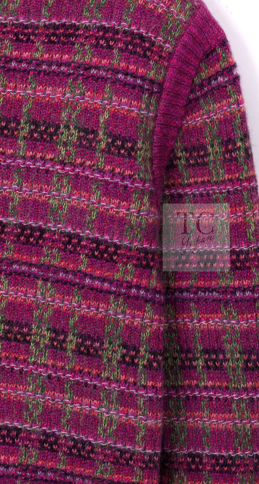 CHANEL 18PA Pink Cashmere Mohair Knit Cardigan 34 シャネル ピンク パープル カシミヤ モヘア ニット カーディガン 即発