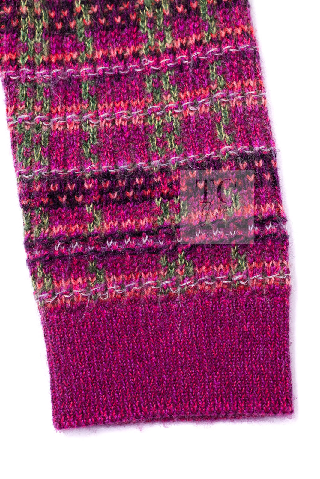 CHANEL 18PA Pink Cashmere Mohair Knit Cardigan 34 シャネル ピンク パープル カシミヤ モヘア ニット カーディガン 即発