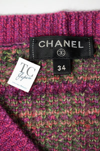CHANEL 18PA Pink Cashmere Mohair Knit Cardigan 34 シャネル ピンク パープル カシミヤ モヘア ニット カーディガン 即発