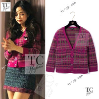 CHANEL 18PA Pink Cashmere Mohair Knit Cardigan 34 シャネル ピンク パープル カシミヤ モヘア ニット カーディガン 即発
