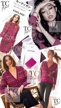CHANEL 18PA Pink Cashmere Mohair Knit Cardigan 34 シャネル ピンク パープル カシミヤ モヘア ニット カーディガン 即発