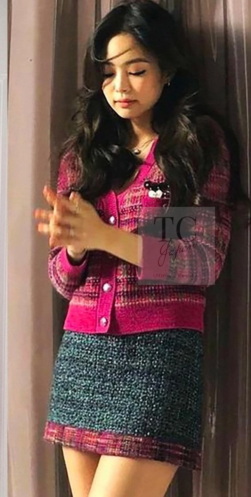 CHANEL 18PA Pink Cashmere Mohair Knit Cardigan 34 シャネル ピンク パープル カシミヤ モヘア ニット カーディガン 即発