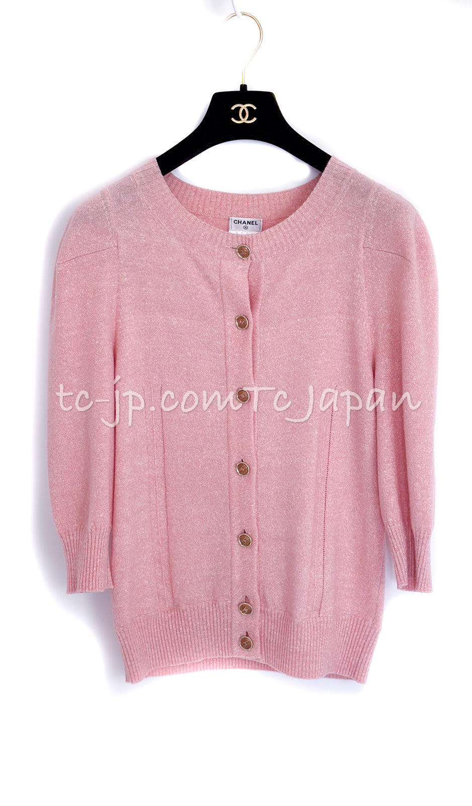 CHANEL 13C Pink Cashmere Linen Super Soft Knit Cardigan 36 シャネル ピンク カシミア リネン ふんわり柔らか ニット カーディガン 即発