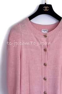 CHANEL 13C Pink Cashmere Linen Super Soft Knit Cardigan 36 シャネル ピンク カシミア リネン ふんわり柔らか ニット カーディガン 即発