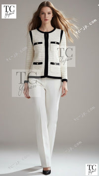 CHANEL 12C Ivory Cotton Cashmere Knit Dress 34 36 38 シャネル アイボリー ジャージ カシミア混 コットン ニット ワンピース 即発