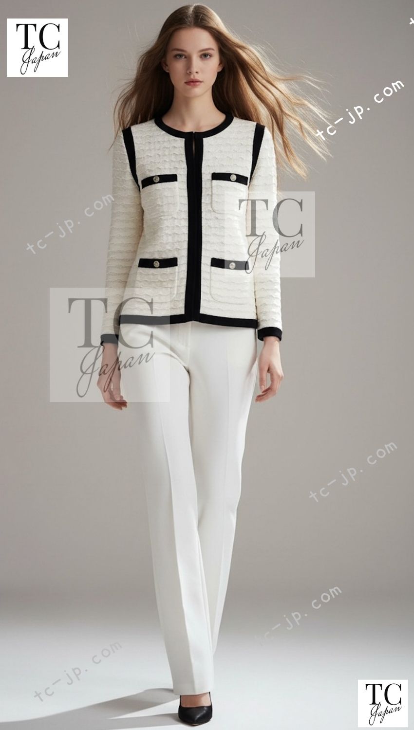 CHANEL 12C Ivory Cotton Cashmere Knit Dress 34 36 38 シャネル アイボリー ジャージ カシミア混 コットン ニット ワンピース 即発