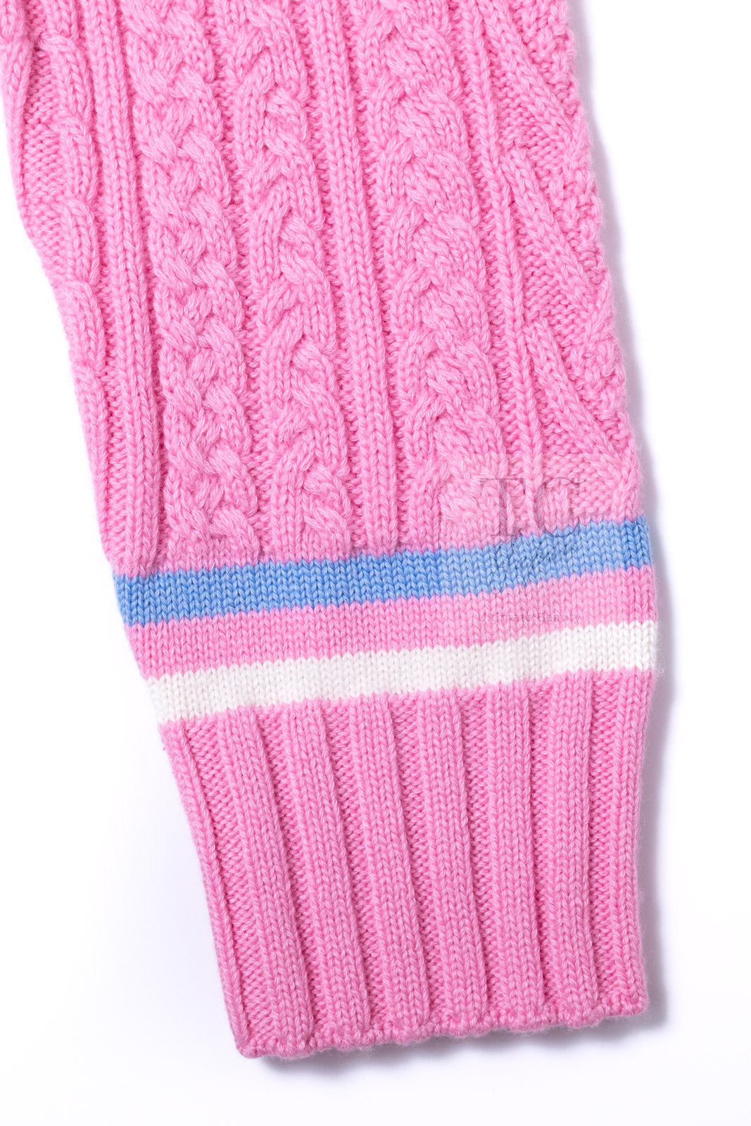 CHANEL 23PS Pink Cashmere Cotton Knit Cardigan CC Logo Button 38 40 シャネル ピンク カシミヤ コットン ケーブル ニット カーディガン ココボタン 即発