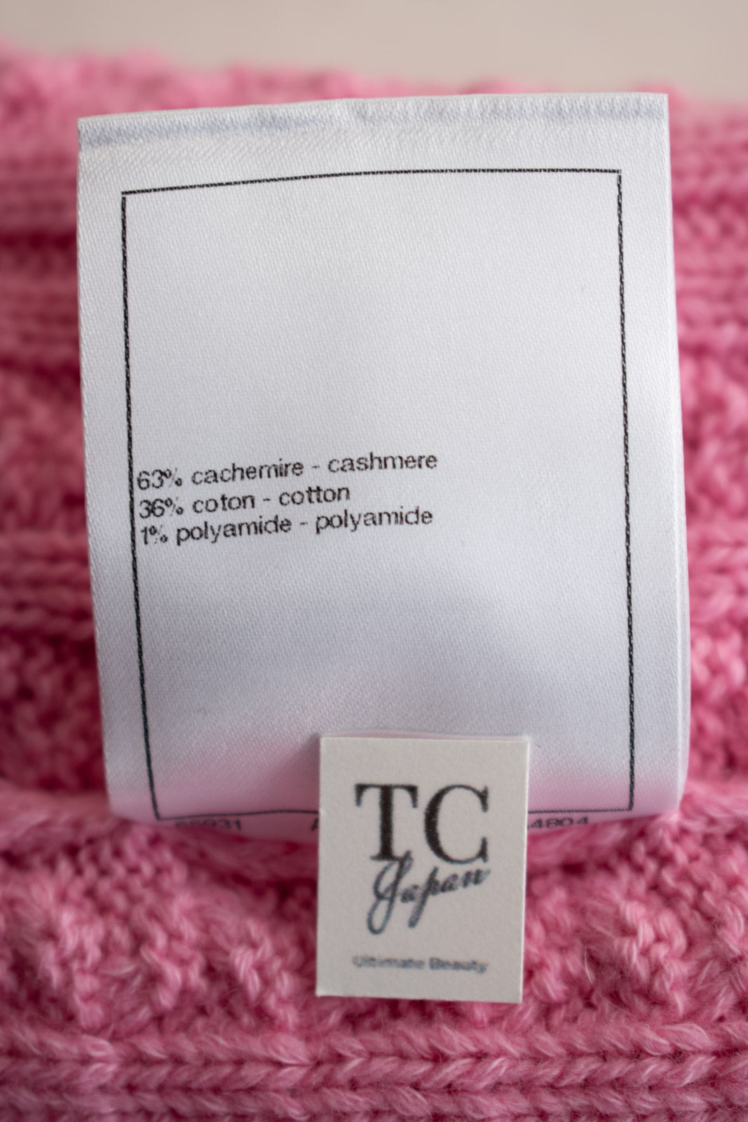 シャネル カーディガン CHANEL ピンク カシミヤ コットン ケーブル