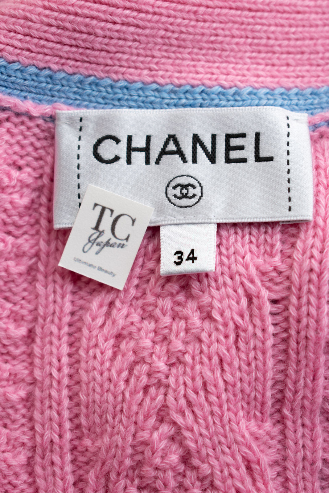 シャネル カーディガン CHANEL ピンク カシミヤ コットン ケーブル