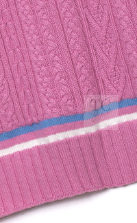 CHANEL 23PS Pink Cashmere Cotton Knit Cardigan CC Logo Button 38 40 シャネル ピンク カシミヤ コットン ケーブル ニット カーディガン ココボタン 即発