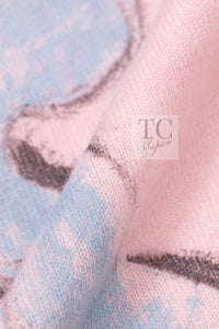 CHANEL Pink CC Logo Cashmere Knit Cardigan Blouson Jacket 44 シャネル ピンク 水彩画 カシミヤ ニット カーディガン ブルゾン ジャケット 即発
