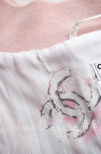 CHANEL Pink CC Logo Cashmere Knit Cardigan Blouson Jacket 44 シャネル ピンク 水彩画 カシミヤ ニット カーディガン ブルゾン ジャケット 即発