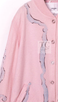 CHANEL Pink CC Logo Cashmere Knit Cardigan Blouson Jacket 44 シャネル ピンク 水彩画 カシミヤ ニット カーディガン ブルゾン ジャケット 即発