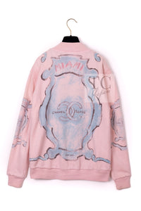 CHANEL Pink CC Logo Cashmere Knit Cardigan Blouson Jacket 44 シャネル ピンク 水彩画 カシミヤ ニット カーディガン ブルゾン ジャケット 即発