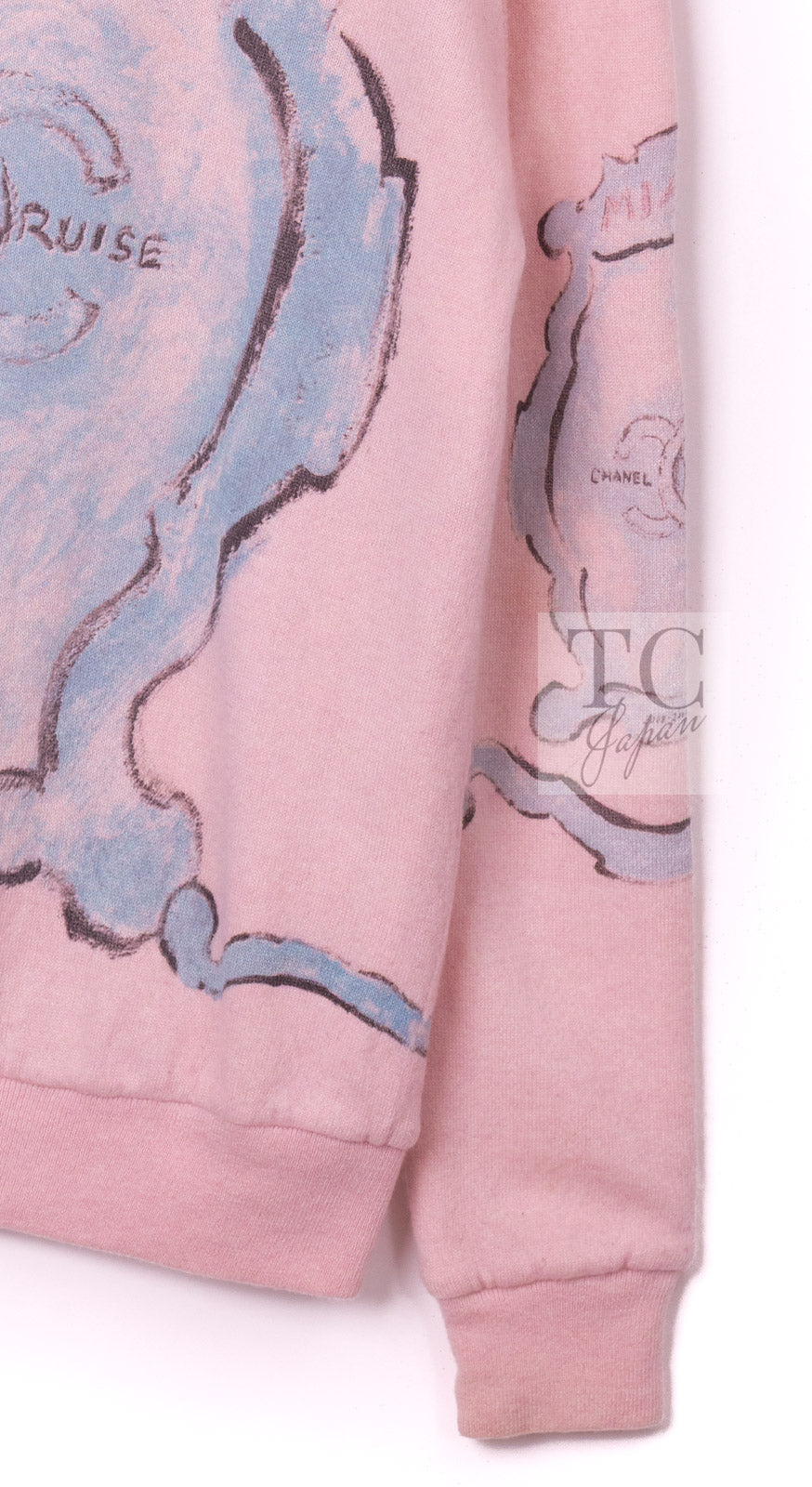 CHANEL Pink CC Logo Cashmere Knit Cardigan Blouson Jacket 44 シャネル ピンク 水彩画 カシミヤ ニット カーディガン ブルゾン ジャケット 即発