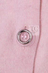 CHANEL Pink CC Logo Cashmere Knit Cardigan Blouson Jacket 44 シャネル ピンク 水彩画 カシミヤ ニット カーディガン ブルゾン ジャケット 即発