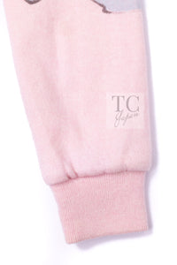 CHANEL Pink CC Logo Cashmere Knit Cardigan Blouson Jacket 44 シャネル ピンク 水彩画 カシミヤ ニット カーディガン ブルゾン ジャケット 即発