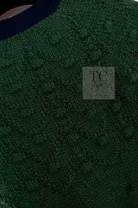 CHANEL 15PF Green Blue Flower Patch Wool Knit Cardigan 36 38 シャネル グリーン お花 ワッペン ウール ニット カーディガン 即発