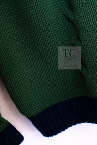 CHANEL 15PF Green Blue Flower Patch Wool Knit Cardigan 36 38 シャネル グリーン お花 ワッペン ウール ニット カーディガン 即発