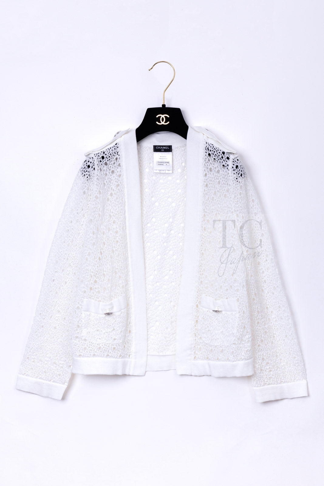 CHANEL 16S White Cotton Knit Cardigan 38 シャネル ホワイト コットン ニット カーディガン 即発