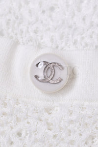 CHANEL 16S White Cotton Knit Cardigan 38 シャネル ホワイト コットン ニット カーディガン 即発