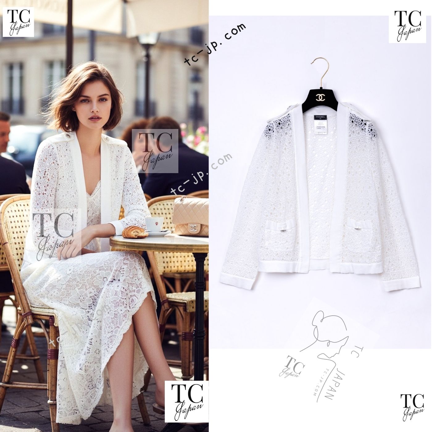 CHANEL ホワイト ニットカーディガン シャネル カーディガン CHANEL 16S ホワイト コットン ニット 38