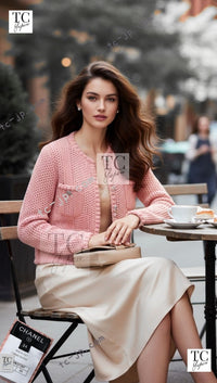 CHANEL 17C Pretty Pink Cotton Summer Knit Dress 36 38 シャネル プリティ ピンク コットン サマー ニット ワンピース スリップ ワンピ付 即発 - TC JAPAN