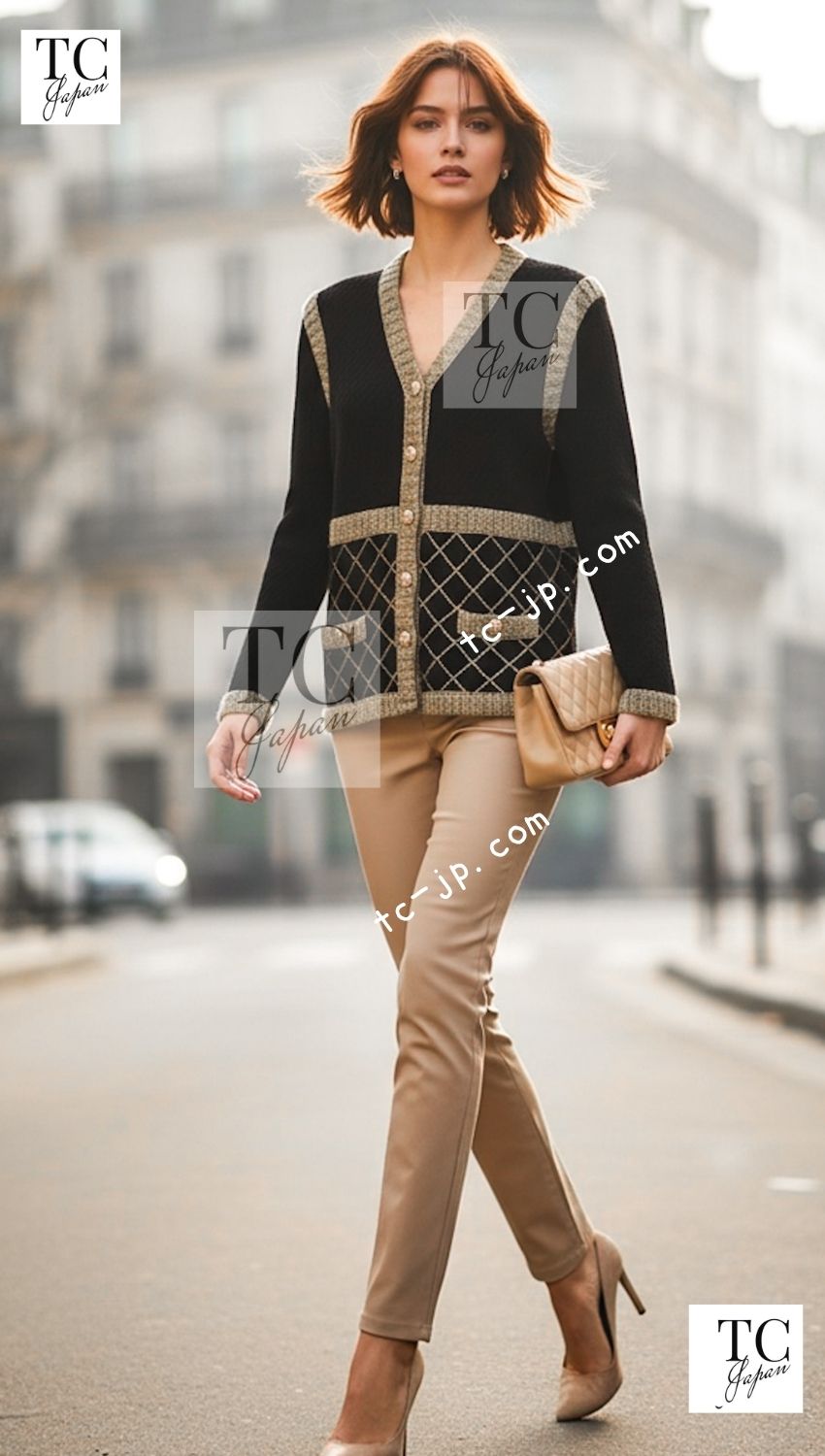 CHANEL Cardigan Dress 15A Black Yellow Gold Quilted Silk Cashmere Mohair Knit 34 36 | UK