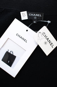 CHANEL black gold cashmere knit CC logo button women's cardigan / シャネル レディース ブラック ゴールド カシミヤ ニット CCロゴ ボタン カーディガン