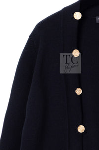 CHANEL black gold cashmere knit CC logo button women's cardigan / シャネル レディース ブラック ゴールド カシミヤ ニット CCロゴ ボタン カーディガン