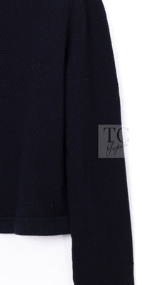 CHANEL black gold cashmere knit CC logo button women's cardigan / シャネル レディース ブラック ゴールド カシミヤ ニット CCロゴ ボタン カーディガン