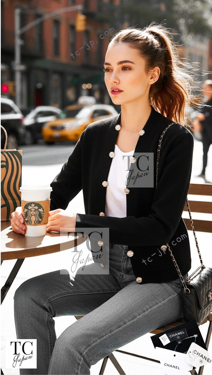 シャネル カーディガン CHANEL 22PS ブラック ゴールド CC ロゴ ボタン