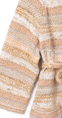 CHANEL 18C Beige Creme Striped Cardigan 40 シャネル ベージュ クリーム ストライプ カーディガン 即発