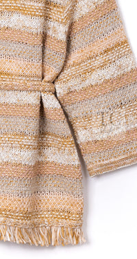 CHANEL 18C Beige Creme Striped Cardigan 40 シャネル ベージュ クリーム ストライプ カーディガン 即発