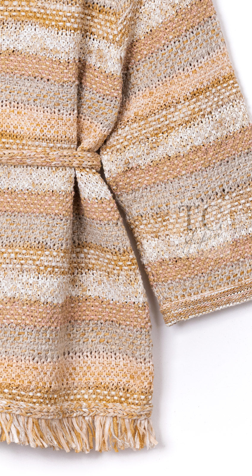 CHANEL 18C Beige Creme Striped Cardigan 40 シャネル ベージュ クリーム ストライプ カーディガン 即発