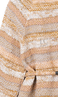 CHANEL 18C Beige Creme Striped Cardigan 40 シャネル ベージュ クリーム ストライプ カーディガン 即発