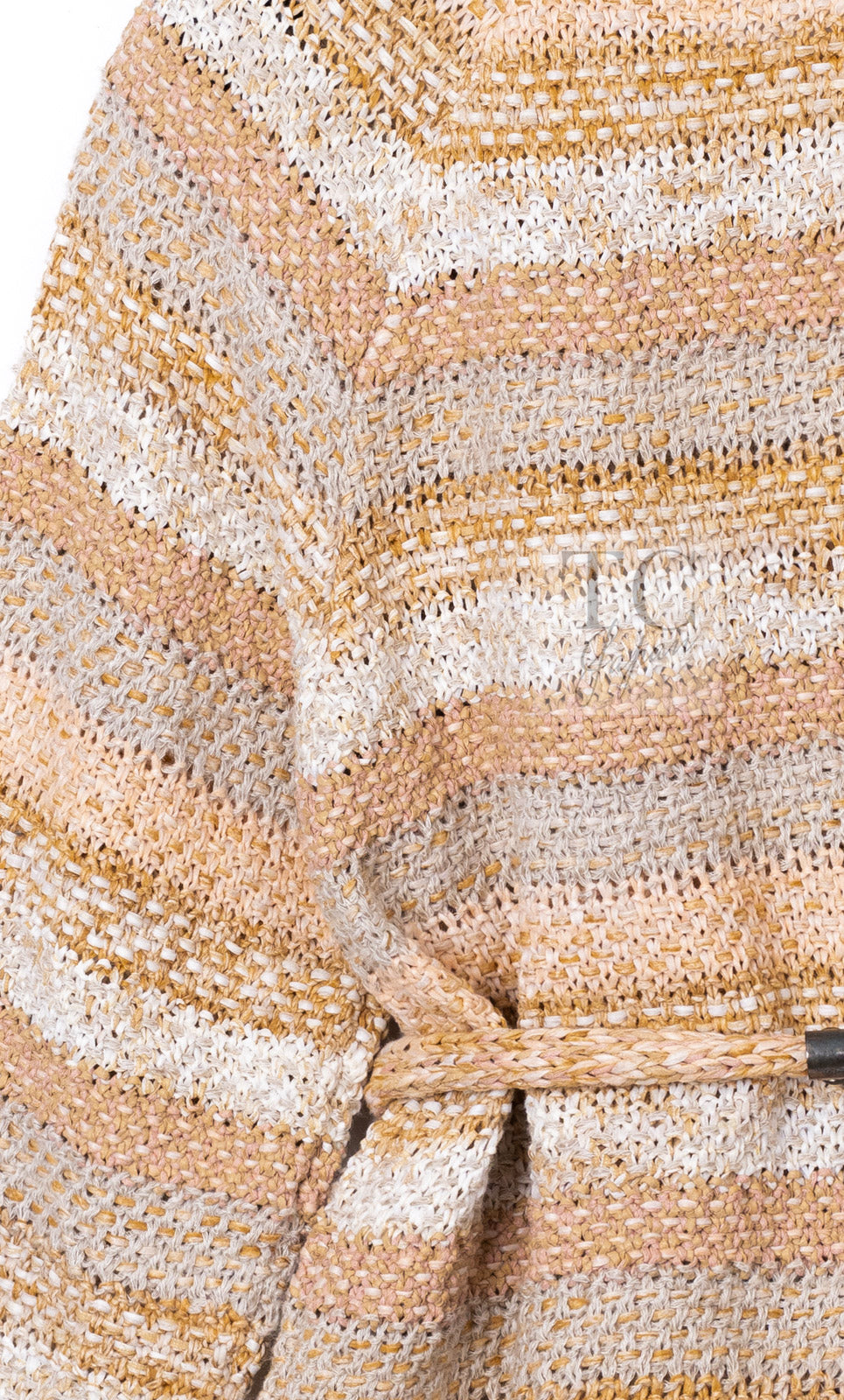CHANEL 18C Beige Creme Striped Cardigan 40 シャネル ベージュ クリーム ストライプ カーディガン 即発