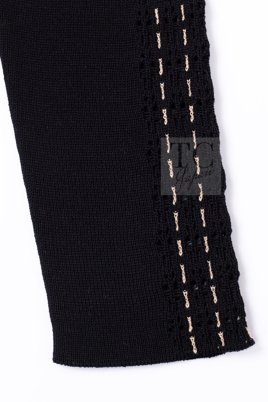 CHANEL 17C black beige cotton women's cardigan / シャネル レディース ブラック ベージュ コットン カーディガン
