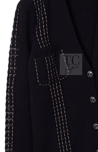 CHANEL 17C black beige cotton women's cardigan / シャネル レディース ブラック ベージュ コットン カーディガン