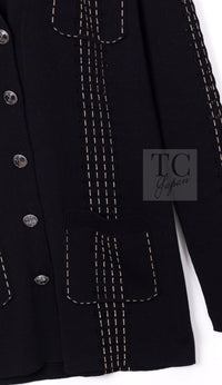 CHANEL 17C black beige cotton women's cardigan / シャネル レディース ブラック ベージュ コットン カーディガン