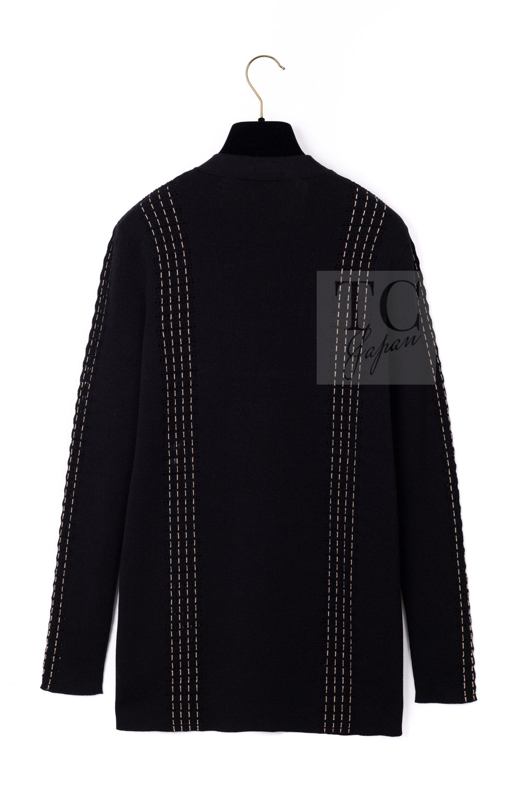 CHANEL 17C black beige cotton women's cardigan / シャネル レディース ブラック ベージュ コットン カーディガン